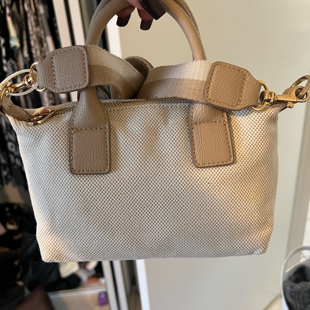 Neutral Canvas Mini Tote Bag
